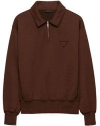 Prada - Triangle-Logo Half-Zip Polo Shirt - Lyst