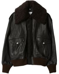 Burberry - Shearling-Collar Leather Jacket - Lyst