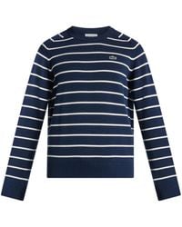 Lacoste - Logo-Patch Striped Cotton Jumper - Lyst