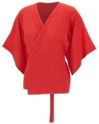 Kangra - Silk Wrap-Design Blouse - Lyst