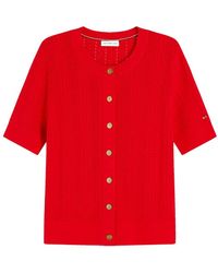 Tommy Hilfiger - Cable-Knit Short-Sleeve Cardigan - Lyst