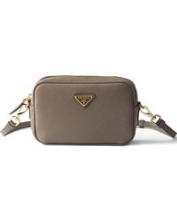 Prada - Mini Zip Triangle-Logo Leather Shoulder Bag - Lyst
