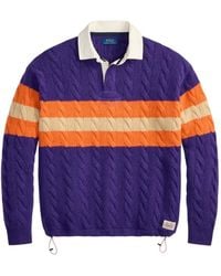 Polo Ralph Lauren - Cable-Knit Striped Polo Sweater - Lyst