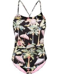 RED Valentino - Jungle-Print Tie-Fastened Swimsuit - Lyst