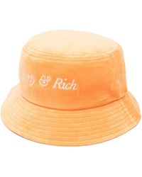Sporty & Rich - Logo-embroidered Cotton Velvet Bucket Hat - Lyst