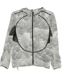 Asics - Patterned Hooded Windbreaker - Lyst