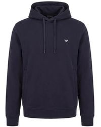 Emporio Armani - Logo-Plaque Drawstring Hoodie - Lyst