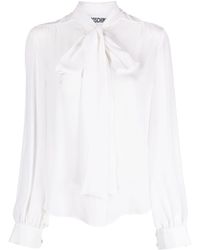 Moschino Pussy-bow Collar Silk Blouse in White | Lyst UK