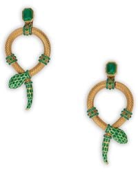 Roberto Cavalli - Snake-Motif Crystal-Embellished Earrings - Lyst