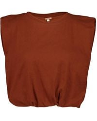 Johanna Ortiz - Geripptes T-Shirt Mit Schulterpolstern - Lyst