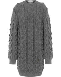 Moschino - Ruffled Virgin-Wool Blend Knitted Dress - Lyst
