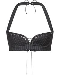 Ludovic de Saint Sernin - Robin Pinstripe Lace-Up Top - Lyst