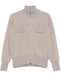 Panicale - Zip-Up Ribbed-Trim Cardigan - Lyst