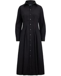 Polo Ralph Lauren - Collared Pleated Shirt Midi Dress - Lyst