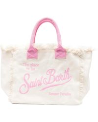 MC2 Saint Barth - Frayed Embroidered Beach Bag - Lyst