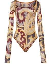 Wolford - Paisley-Print Long-Sleeve Bodysuit - Lyst