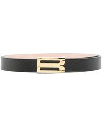 Victoria Beckham - Micro Frame Belt Grained Calfskin Belt With Metal Buckle - Lyst