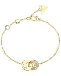 Guess - Blooming Summer Pavé Interlocking-Link Bracelet - Lyst