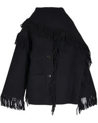 TOTEME - Fringed-Scarf Buttoned Oversized Jacket - Lyst