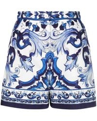 Dolce & Gabbana - Shorts con stampa maioliche - Lyst