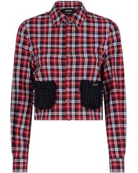 DSquared² - Logo-plaque Checkered Cropped Shirt - Lyst
