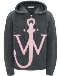 JW Anderson - Intarsia Knit-logo Hooded Sweatshirt - Lyst