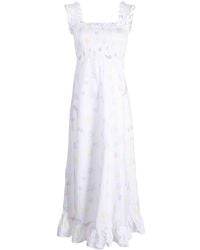 Ganni - Shell-print Cotton Midi Dress - Lyst