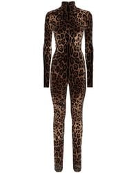 Dolce & Gabbana - Leopard Print Chenille Jumpsuit - Lyst