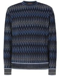 Missoni - Zigzag Pattern Wool Sweater With Crew Neck - Lyst