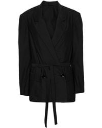 Lemaire - Belted Double-breasted Blazer - Lyst