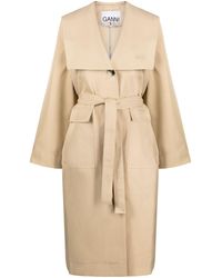Ganni - Oversized Belted Trench Coat - Lyst