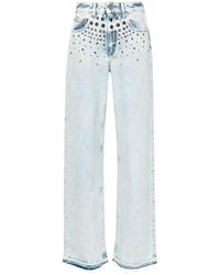 Alessandra Rich - Mid-rise Studded Wide-leg Jeans - Lyst