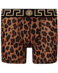 Versace - Greca Border Shorts Mit Leoparden-Print - Lyst