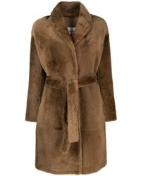 Yves Salomon - Shearling Belted Single-breasted Coat - Lyst