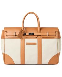 Brunello Cucinelli - Canvas-Reisetasche mit Lederbesatz - Lyst