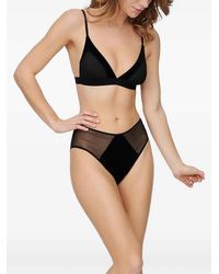 UNDRESS - Velvet-Trimmed Triangle Bra - Lyst