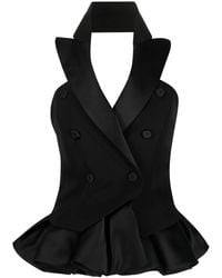 Moschino - Double-Breasted Sleeveless Blazer Top - Lyst
