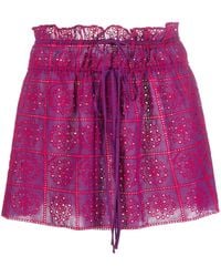 Ganni - Broderie Anglaise Organic Cotton Miniskirt - Lyst