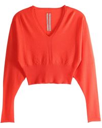 Rick Owens - V-Neck Ribbed Sweater - Lyst