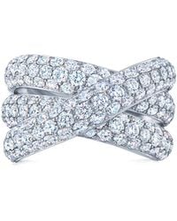 Kwiat - 18Kt Diamond Moonlight Three-Row Crossover Ring - Lyst