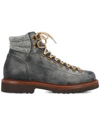 Brunello Cucinelli - Leather Panelled Boots - Lyst