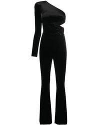 Nissa - One-Shoulder Velvet Jumpsuit - Lyst