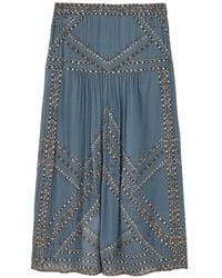 Ba&sh - Pearl Geometric-Print Pleated Midi Skirt - Lyst