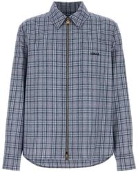 Versace - Checked Wool Flannel Zip Overshirt - Lyst