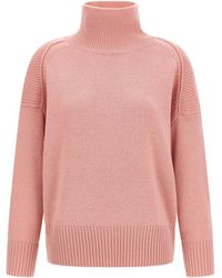Alberto Biani - High-Neck Ribbed Cashmere Sweater - Lyst