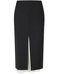 Semicouture - Xenia Layered-Detail Front-Slit Midi Skirt - Lyst