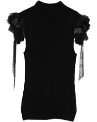 Alberta Ferretti - Sleeveless Top With Ruffled Tulle Detailing - Lyst