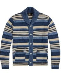 RRL - Button-Front Striped Cardigan - Lyst
