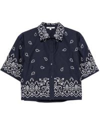 Maje - Cropped Embroidered Bandana Print Shirt - Lyst