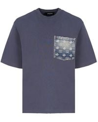 DSquared² - T-Shirt D2 Monogram À Effet Usé Et Poche En Jean - Lyst